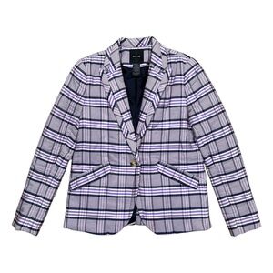 Smythe Purple Plaid Single-Button Blazer size 8